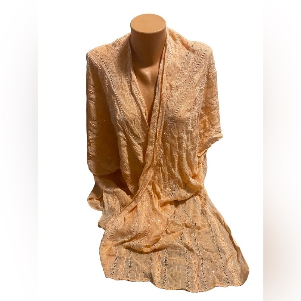 Steve Madden Shawl Jacket Poncho Peach Geometric Beaded Sparkles OSFM Beach